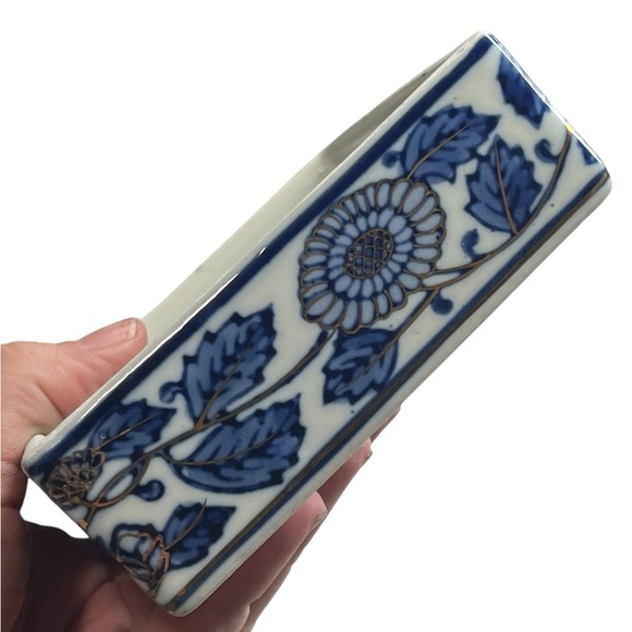 Vintage Porcelain Oriental Floral Trinket Box gold accents Lidded Box numbered - Picture 10 of 15